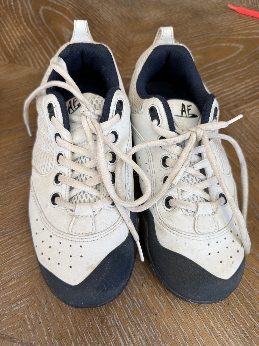 AF Fencing Outfitters Kids White and Navy Lace-Up Sneakers